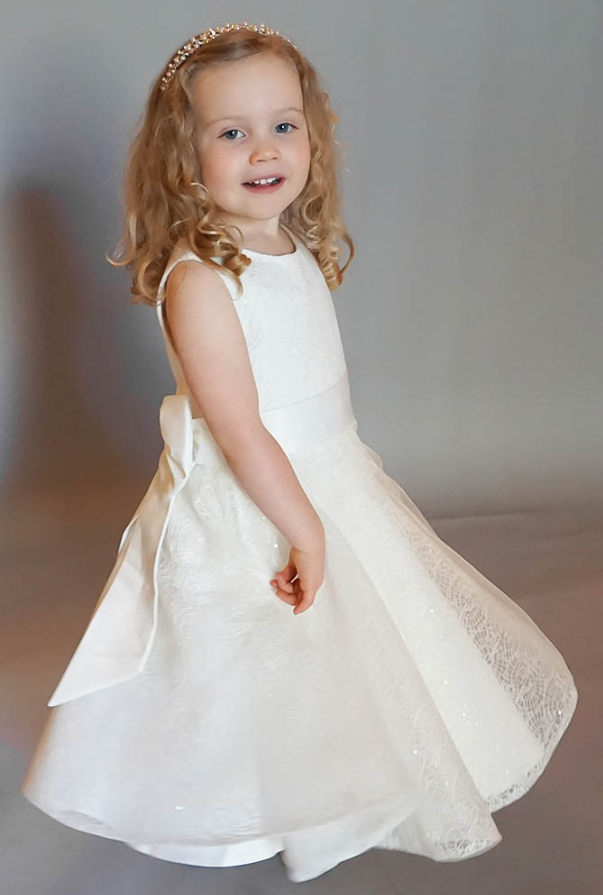Innes - Flowergirl Dress with All-over Lace and Sparkling Sequins