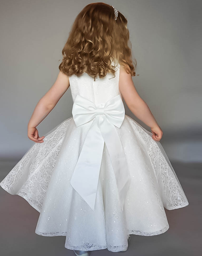 Innes - Flowergirl Dress with All-over Lace and Sparkling Sequins