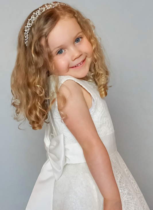 Innes - Flowergirl Dress with All-over Lace and Sparkling Sequins
