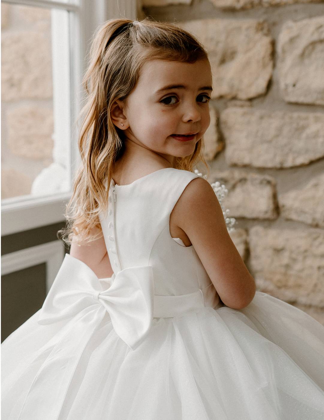 Cinders - Princess Flowergirl Dress with Glitter and a Bow