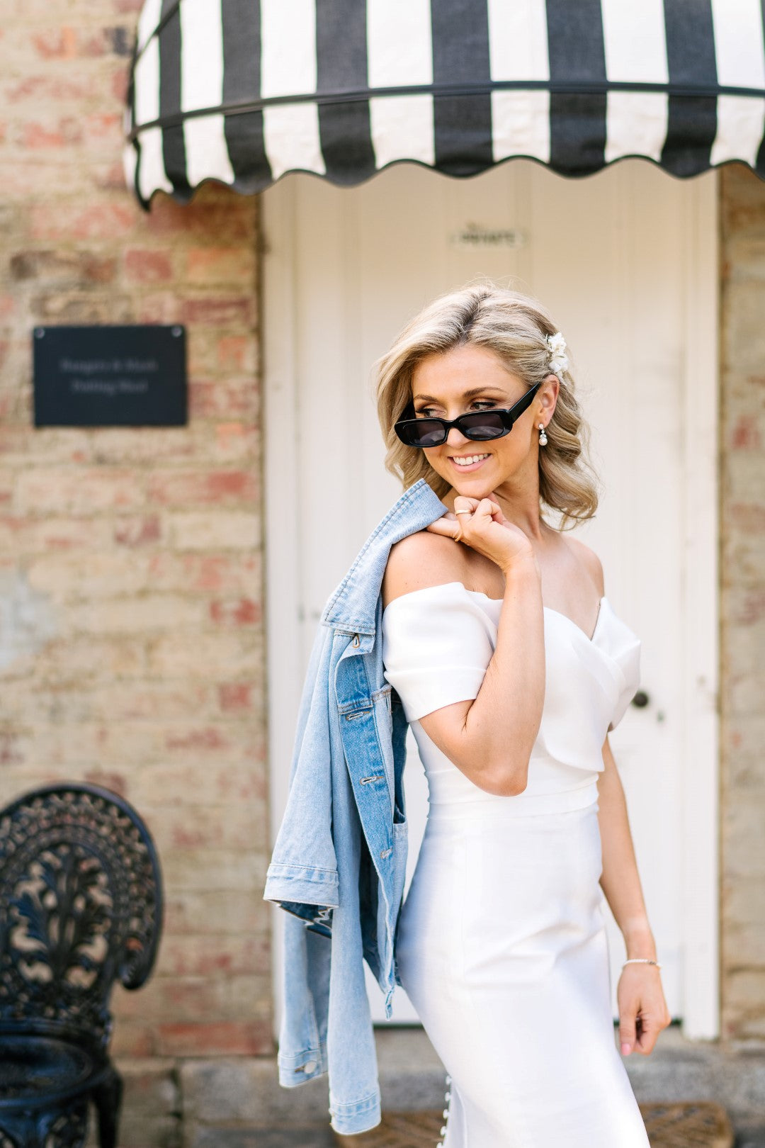 Dancing Queen by Jean Fox: Chic Sheath Wedding Dress with Bardot Bodice