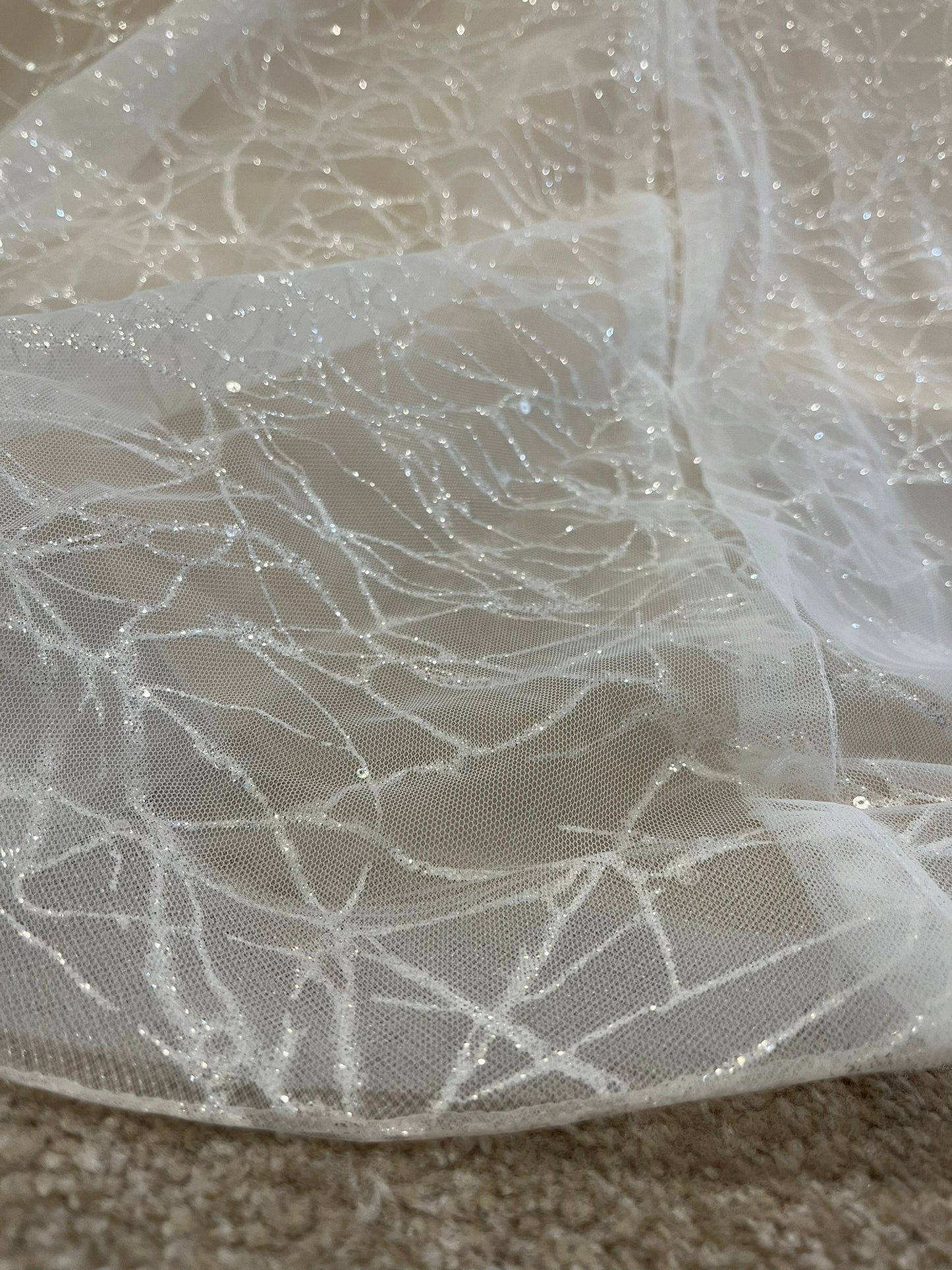 train shot Lucinda 3012: Shimmering Off-the-Shoulder A-line Tulle Wedding Dress