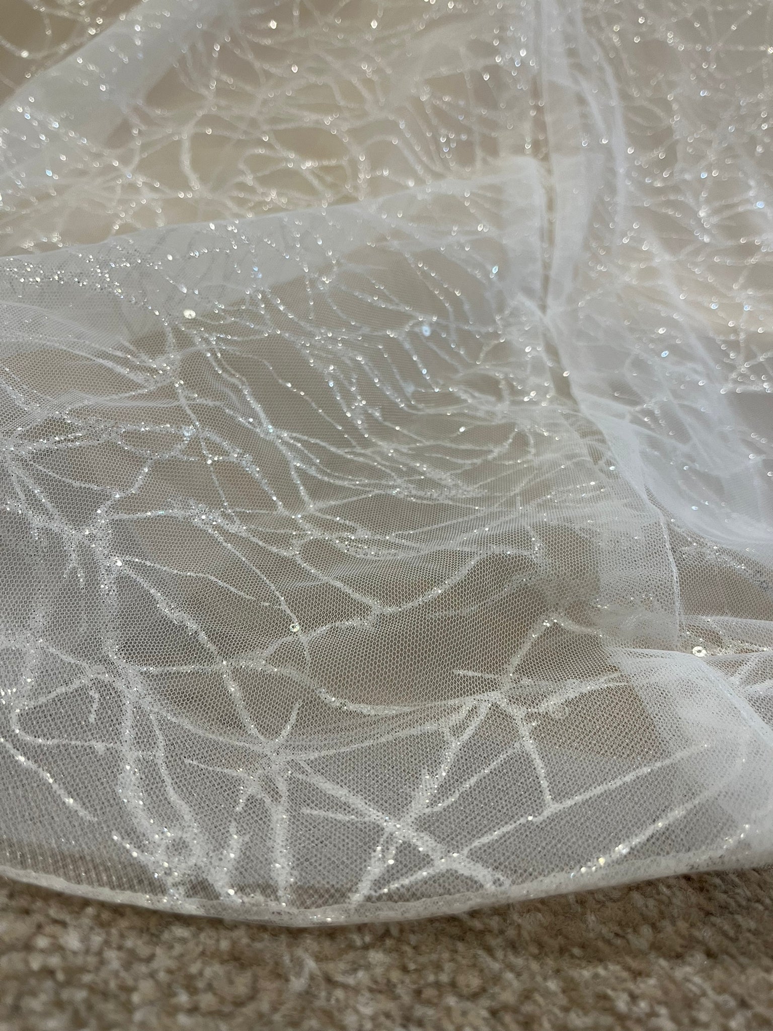 train shot Lucinda 3012: Shimmering Off-the-Shoulder A-line Tulle Wedding Dress